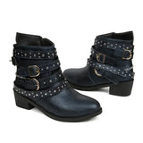 Breakj Leather Boots Autumn Winter Rough And Large Belt Short-Sleest Unispet