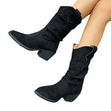 Breakj Retro Brown V-Mouth Pile In The Boots Women's Shoes 2025 Autumn And Winter Pointed Western Cowboy