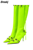 Knee High Boots 2023 Winter Boots Brand New Super High Thin Heels With Rivet Retro Fashion Cool For Women Summer