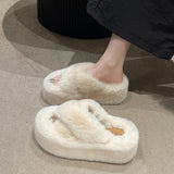 Breakj Thick-Bottomed Fur Slippers Women 2025 Autumn And Winter New Fashion Cross-Carrying Home Cotton