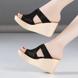 High Heel Slippers For Women In Summer 2023 Fashion Wear Muffin Thick Soles Waterproof Table Large Fish Mouth Women's