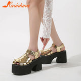 High Heels Women's Sandals 2023 Simply Style Roma Platform Sandals Round Toe Hollow Out Comfy Walking Ladies Shoes