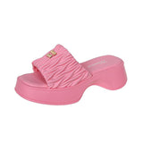 Shoe Female 2023 Summer New Small Fragrant Wind Fashion One-Word Drag Fold Recreational Platform