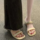 Breakj Heel One-Word Cool Slippers Women's New Summer 2025 Out Fashion French Retro Temperament High Heels Women's