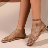 Breakj Round-Headed Sandals In The Summer Of 2025, Net Red-Strowed Short Boots Summer Sexy Large-Size Flat