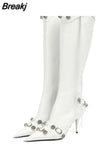 Knee High Boots 2023 Winter Boots Brand New Super High Thin Heels With Rivet Retro Fashion Cool For Women Summer