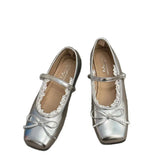 Breakj Evening Shoes Bow Design Mary Jane Single Shoes Summer Soft Sole French Elegant Temperament Ballet