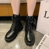Breakj Fashion Pocket Mid-Clinity Thick Bottom Martin Boots Casual Big-Size