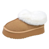 Winter Warm Fur Snow Boots Women Chunky Platform Faux Suede Ankle Boots Woman Thick Sole Long Plush Cotton Shoes Plus
