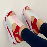 Summer Fashion Peep Toe Shoes of Women Wedge Platform Sandalias Women Plus Size Height Increase Casual Beach Ladies