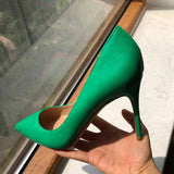 Solid Green Women Pointy Toe High Heels 8/10/12cm Fashion Slip On Stilettos Ladies Formal Dress Shoes Customize