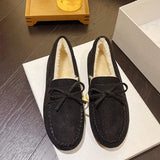 Breakj Dou Shoes Single Shoes Winter 2023 New Korean Version Of Women's Suede Flat Casual Shoes Lazy People A Foot Pedal Cotton Shoes