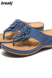 Women Slippers Summer Women Flip Flops Low Heels Sandals Shoes Female Summer Slippers Flower Women Slides Wedges Shoes