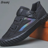 Mens High-top Canvas Shoes Men 2023 New Spring Autumn Top Fashion Sneakers Lace-up High Style Solid Colors Man Black