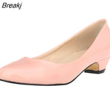 dignified Women's Round Toe Casual Shoes PU Leather Low Heels Pumps Flat wedding shoes
