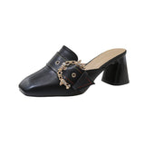 Breakj Spring And Summer New Thick And Cool Slippers Women's Bag Head Large Size Water Drill Buckle High And Muller
