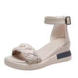 Women Summer Wedge Heel Sandals Platform Sandals Strap Open Toe Chunky Bottom Casual Shoes 2022 Gold Silver Pink