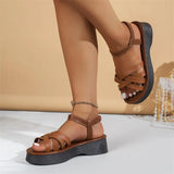 Platform Sandals Women's 2023 Summer Cross Band Plus Size Roman Sandals Beach Women's