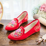Breakj Shoes Single Shoes Bright Silk Cloth Dance Shoes Cheongsam Shoes Ancient Style Mother Shoes Embroidered Cloth Shoes Women's