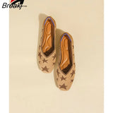 Square Toe Single Shoes Women Flat Shoes Fly Knitted Shoes Comfortable Sole Spring Summer Plus Size