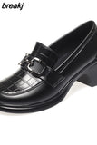 Leather Designer Shoes for Women 2023 Trend Pumps Luxury Platform Loafers Elegant Medium Heel Women's Shoes Large
