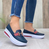 Breakj Autumn 2023 Thick Bottom Round Head Solid Color Women 40-43PU Light-Mouthed Women's Flat-Soled Single