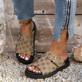 Breakj Flat-Bottomed Slippers Women 2025 New High-End Thick-Sleet Foot Belt Buckle Type Roman