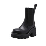 Trend High Heel Women BV Chelsea Boots Mixed-Color Slip-on Ladies Punk Ankle Boots Leisure PU Women Platform
