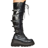Breakj New Large-Size Leisure High-Heeled Boots Children's Slope And T-Encoded Belt Buckle Over Knee