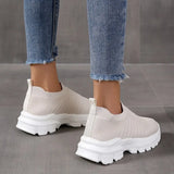 Fashion Sneakers for Women 2023 New Knitting Mesh Women's Vulcanize Shoes Thick Bottom Slip On Walking Shoes Plus Size