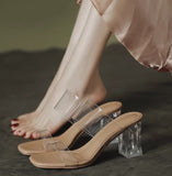 Breakj New Female Drag Fairy Outside The Wind Wearing Crystal Heel Fashion Shoes Transparent Word With High Heels Coarse