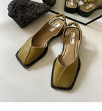 Breakj Summer Bag Head Azuns Women's Shoes Girls Square Shoes One Foot Lazy Bean Sandals Women