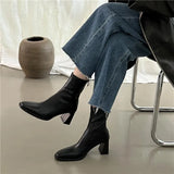 Breakj Female Fairy 2024 New Soft Leather Thick Heel Zipper Low Tube Chimney Boots Web Celebrity Fashion Chelsea Ankle