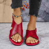 Breakj Summer Large-Size Cross-Soled Sandals Women's Broadband Strips Toe Beach Cool