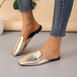 Breakj Summer Flat Bottom Half Slippers Simple Square Head Cool Drag Outside Wearing A Foot Pedal Muller Lazy