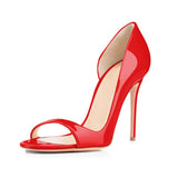 Solid Color Gradient Lacquer Leather Fashion High-Heeled Open-Ended Single Shoes Ebay