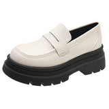 Retro Small Leather Shoes Female 2024 Spring Autumn New Thick Thick Heel Loafers French Jk Single