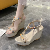 Breakj Sandals Women's Summer Version Of The New Slope And Thick Bottom Water Drill Fish Mouth Sandals Large-Size