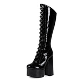 Breakj Punk Gothic Babes Lolita Black Leather Buckle Thick And Large Size Girl Cool Boots