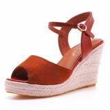 Breakj Fashion Mary Treasure Fish Mouth Slope Sandals Round Head Waterproof Table Rope Heel Sandals