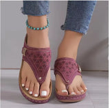 Summer New Herringbone Trailer Stitching, Sloping Heels, Thick Soles, Foot Clips, Hollowed-Out New
