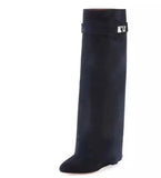 Design Shark Lock Women Boots Sexy Thigh High Boots for Woman Motorcycle Botas Mujer Genuine Leather Platform