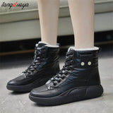 Winter Leather Snow Boots for Women 2024 New Plus Velvet Thick Bottom Shoe Waterproof Platform sneaker Woman