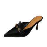High Heel Sandals Women Summer New Fashion Baotou Half Slippers Women's Outwear Pointed Slippers