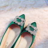 Women Flats Shoes Ballerina Loafers Wedding Crystal Lady Slip On Moccasins Pointed Toe Shallow Single Shoes Plus Size 42 43