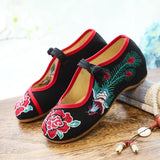 Breakj Embroidered Shoes Ethnic Wind Embroidered Women's Shoes Spring And Autumn Beef Tendon Bottom Women's Single
