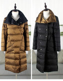 Duck Down Jacket Women Winter Long Double Sided Plaid Coat Female Plus Size Warm Down Parka Slim