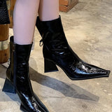 Design 2024 Autumn / Winter New Small Square Head Thick Heel High Heel Ankle Boots Martin Boots High Boots Fashion