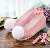 Breakj Shoes, Hanfu Shoes Ancient Style Ancient Costume Flat National Style Pure Color Lovely Girl Bright Cloth