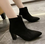 Breakj And Zipper Martin Boots 2025 Autumn And Winter New Pointed Women's Boots Simple Fashion Net Red Thin Skin